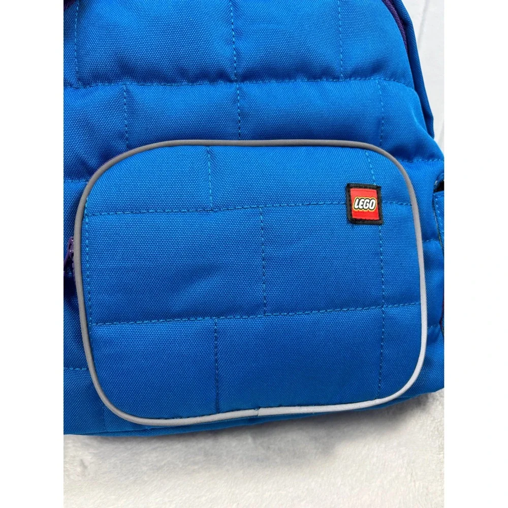 LEGO x Target Quilted Puffer Backpack Blue Limited Edition Brick Pattern NWT